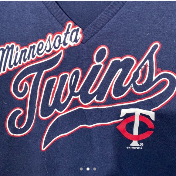 Navy blue Minnesota twins v neck t shirt - Picture 2 of 3